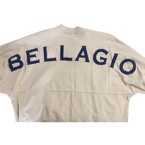 Bellagio Spirit Jersey Mens Large Tan Long Sleeve Puff Print Las Vegas USA Made